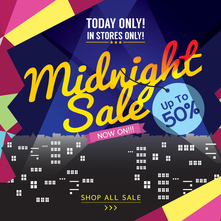 Midnight Sale Banner Vector Illustrationのイラスト素材