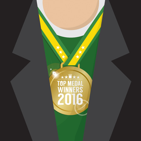 Top Medal Winner 2016 Sport Competition Concept Vector Illustrationのイラスト素材