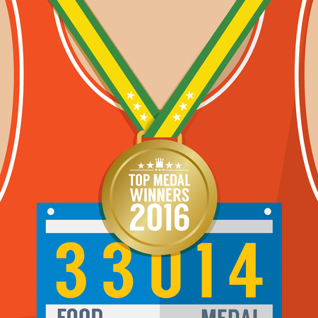 Top Medal Winner 2016 Sport Competition Concept Vector Illustrationのイラスト素材