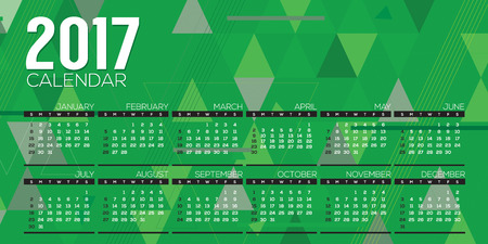 Modern Abstract 2017 Printable Calendar Starts Sunday Geometric Graphic Vector Illustrationのイラスト素材