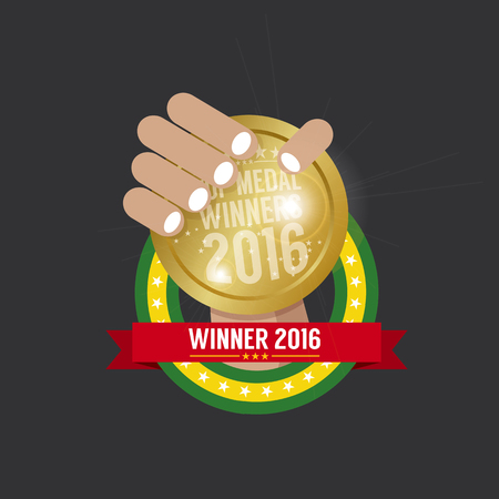 Top Medal Winner 2016 Sport Competition Concept Vector Illustrationのイラスト素材