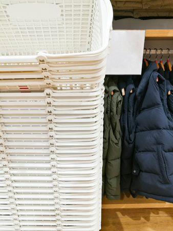 Shopping Basket In Clothes Shopの写真素材