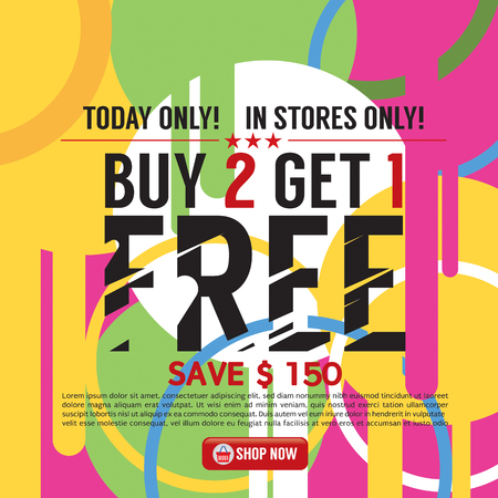 Buy 2 Get 1 Free Banner Vector Illustrationのイラスト素材