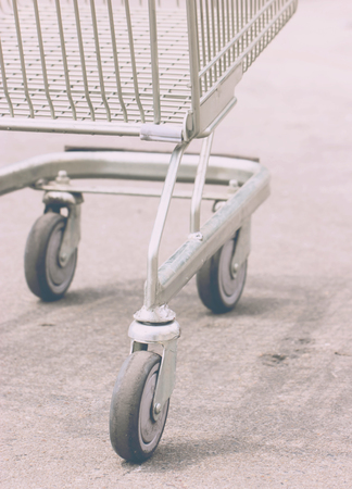 Closeup Of Wheels On Shopping Cart Trolley