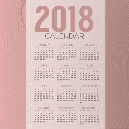 2018 abstract graphic printable calendar, weeks starts on Sunday vector illustrationのイラスト素材