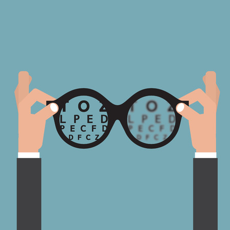 Hold hands Glasses Optician, Vision Of Eyesight Eye Care Concept Vector Illustrationのイラスト素材