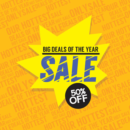 Sale 50 Percent Off Big Deals Of The Year Banner Vector Illustrationのイラスト素材
