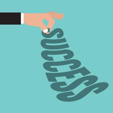 Hand Pick Up Success Word. Life, Business Successful Concept Vector Illustrationのイラスト素材