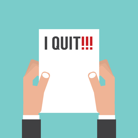 Hand Holding Envelope With Text I Quit vector illustration.のイラスト素材