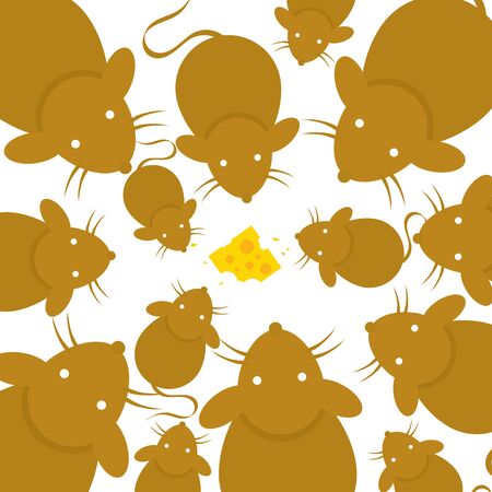 Top View Mice or Rat With Peanut Butte Cartoon Vector Illustrationのイラスト素材