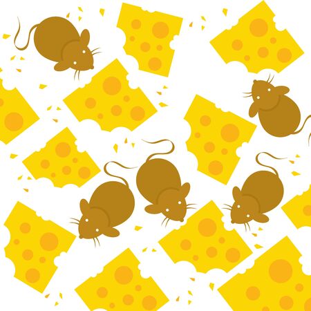 Top View Mice or Rat With Peanut Butte Cartoon Vector Illustrationのイラスト素材