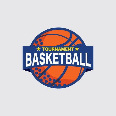 Basketball Tournament Logo White Ball Sport American Game Vector Illustrationのイラスト素材