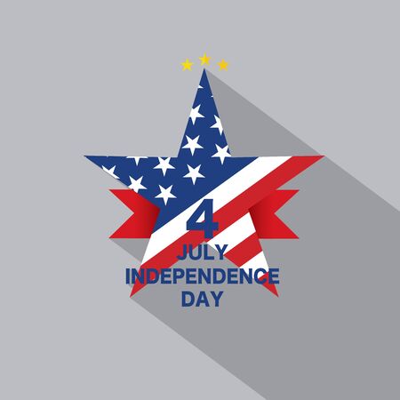 Independence Day 4 July, United States National Day Star USA Flag Design Logo Vector Illustrationのイラスト素材