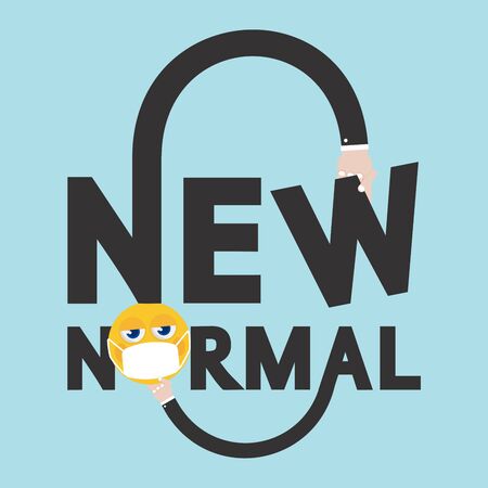 New Normal Font Design Typography Vector Illustration. A new way of life To prevent the spread of the corona virus.のイラスト素材