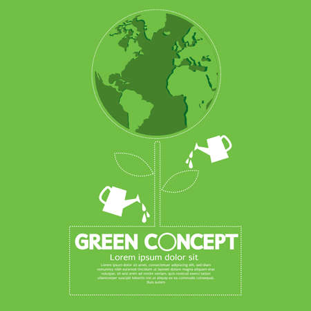 Planting Trees Helps to Brighten The World. And Avoid Pollution Green Concept Vector Illustrationのイラスト素材