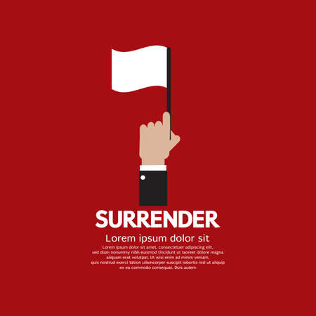 Hand Man Holding Raised The White Flag in Order To Give Up Vector Illustration.のイラスト素材