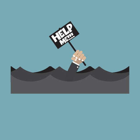 Drowned People are Asking For Help Vector Illustration.のイラスト素材