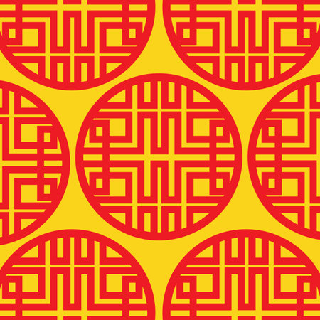 Chinese Pattern Design On Yellow Background Vector Illustration.のイラスト素材