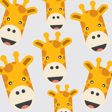 Flat Design Repeating Giraffe Head For Decoration Vector Illustration.のイラスト素材