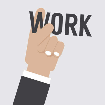 Business Man Hand Holding Work Font Business Concept Vector Illustration.のイラスト素材