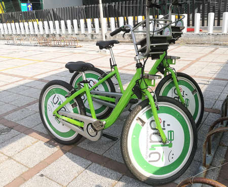 Bangkok Thailand April 2021 Public bicycle service points in Bangkok.のeditorial素材