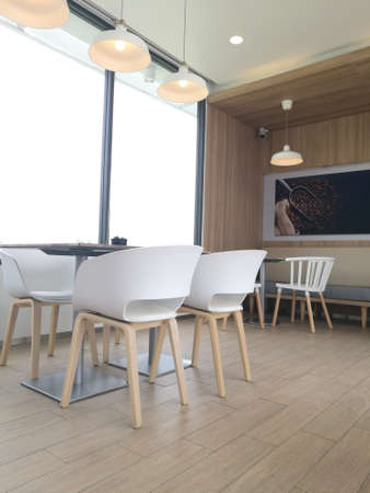 Table and Chairs in a Coffee Shop Without People.