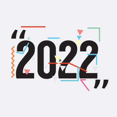 Flat Design 2022 Type Happy New Year Concept Vector Illustration.