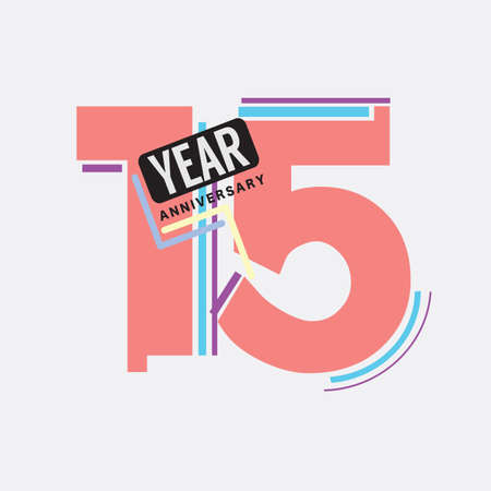 15th Years Anniversary Logo Birthday Celebration Abstract Design Vector Illustration.のイラスト素材