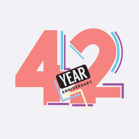 42th Years Anniversary Logo Birthday Celebration Abstract Design Vector Illustration.のイラスト素材