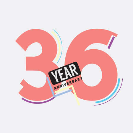 36th Years Anniversary Logo Birthday Celebration Abstract Design Vector Illustration.のイラスト素材