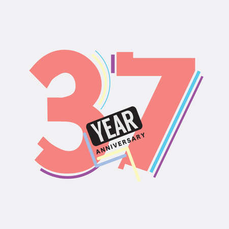 37th Years Anniversary Logo Birthday Celebration Abstract Design Vector Illustration.のイラスト素材