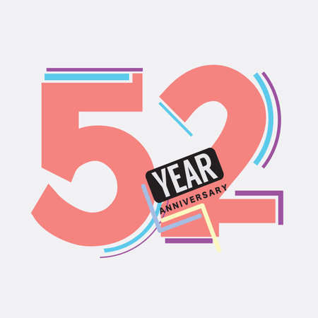 52th Years Anniversary  Birthday Celebration Abstract Design Vector Illustration.のイラスト素材