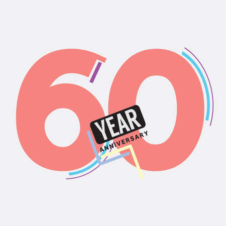 60th Years Anniversary  Birthday Celebration Abstract Design Vector Illustration.のイラスト素材