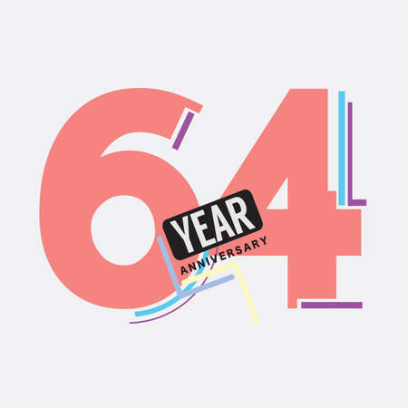 64th Years Anniversary  Birthday Celebration Abstract Design Vector Illustration.のイラスト素材