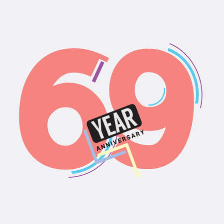 69th Years Anniversary  Birthday Celebration Abstract Design Vector Illustration.のイラスト素材