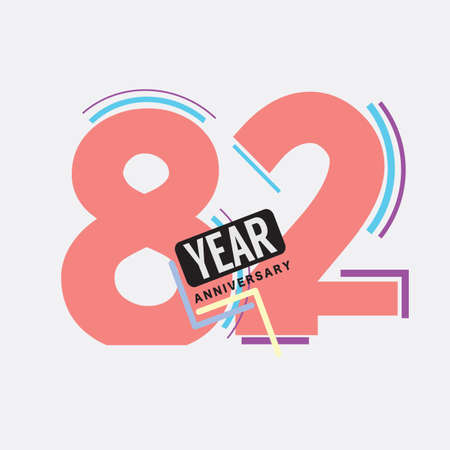 82th Years Anniversary  Birthday Celebration Abstract Design Vector Illustration.のイラスト素材