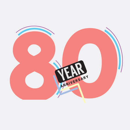80th Years Anniversary  Birthday Celebration Abstract Design Vector Illustration.のイラスト素材
