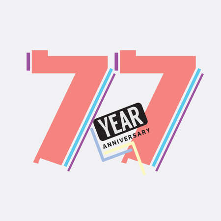 77th Years Anniversary  Birthday Celebration Abstract Design Vector Illustration.のイラスト素材