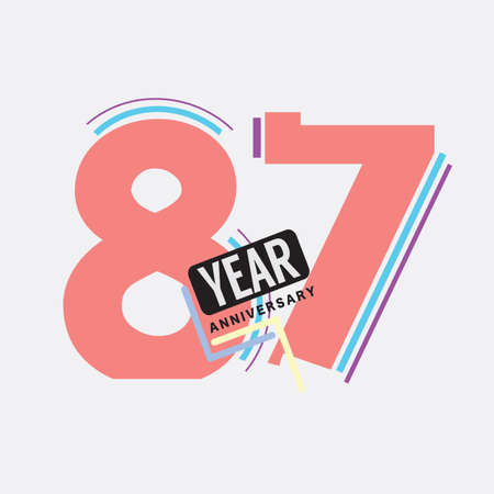 87th Years Anniversary  Birthday Celebration Abstract Design Vector Illustration.のイラスト素材