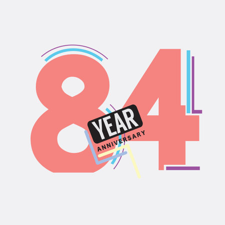 84th Years Anniversary  Birthday Celebration Abstract Design Vector Illustration.のイラスト素材