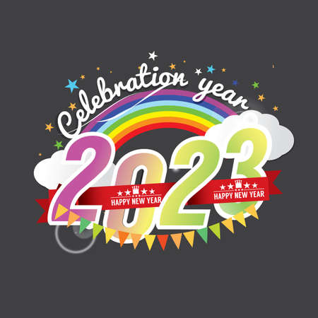2023 Happy New Year Celebration   Design Vector Illustration.のイラスト素材