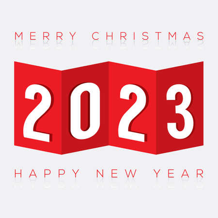 2023 Paper Fold Greeting Card Vector Illustration.のイラスト素材