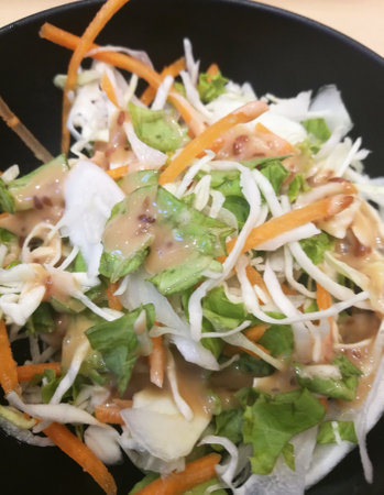 Close Up Shot Organic Cabbage Salad, Health Concept.の写真素材