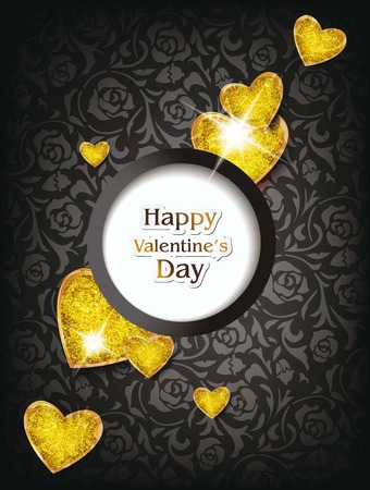 Elegant holiday background with gold heartsのイラスト素材