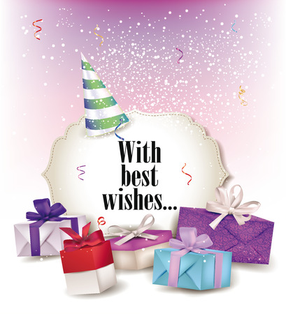 Elegant holiday composition with colorful gift  boxesのイラスト素材