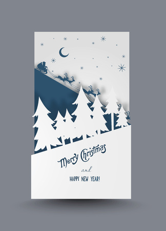 Creative paper christmas post card with 3 layersのイラスト素材