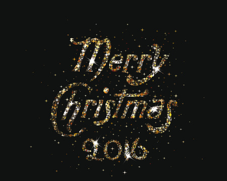 Gold shiny Merry Christmas lettering 2016