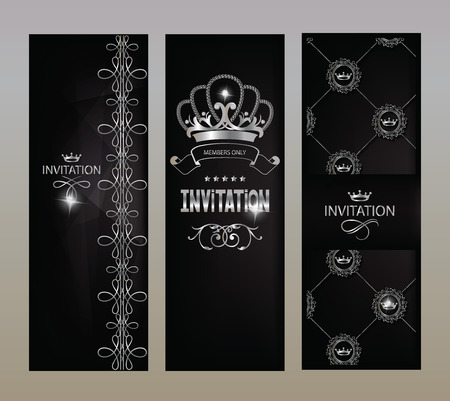 Set of elegant silver invitation cardsのイラスト素材