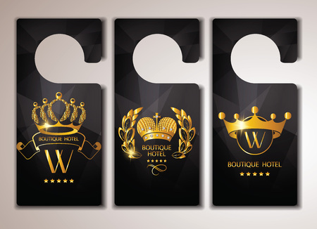 Set of gold boutique hotel door tagsのイラスト素材