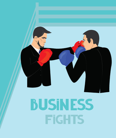Flat vector illustration with two boxing businessmanのイラスト素材